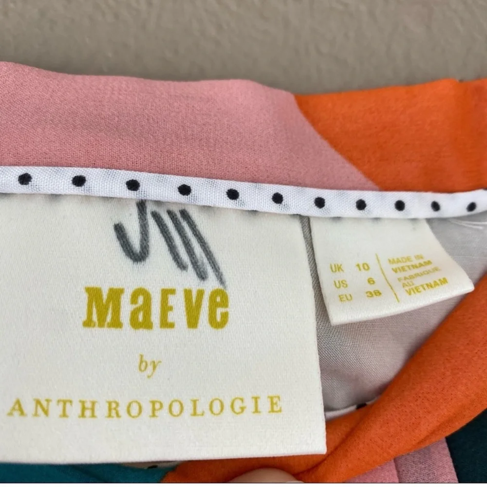 Anthropologie Maeve Auriele pleated midi skirt abstract printed - Picture 7 of 11